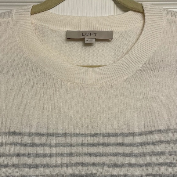LOFT Grey and White Striped Tunic Sweater - Picture 4 of 10